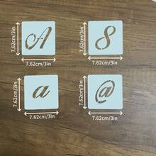 65 piezas de plantillas de plástico reutilizables de 2 pulgadas con letras, números y símbolos en estilo caligráfico para pintura en madera - plantillas de arte y manualidades, de vuelta a la escuela, útiles escolares - lechoso - Ver 2