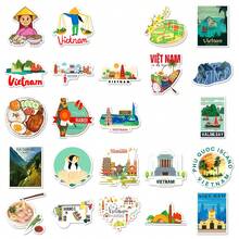 50pcs Vietnamese Cuisine Spring Roll Cartoon Creative DIY Luggage Notebook Decorative Stickers - Multicolor - View 6