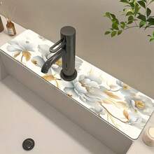 1pc Flower Sink Faucet Suction Pad, Drainage Pad, Kitchen And Bathroom Sink, Countertop Drainage Pad, Diatomaceous Earth Washbasin, Cutting Quick Drying Pad