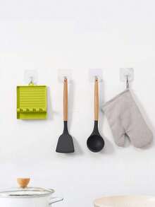 1 件/3 件硬塑料餐具架，带滴水垫，适用于勺子、汤匙、钳子、铲子等厨房用具、厨房用具、厨房配件、家庭厨房用品、多功能厨房锅盖架铲子收纳架、多功能折叠锅盖架、勺子架、耐热盖架、厨房配件用具架。 - 1件套 - 查看 6