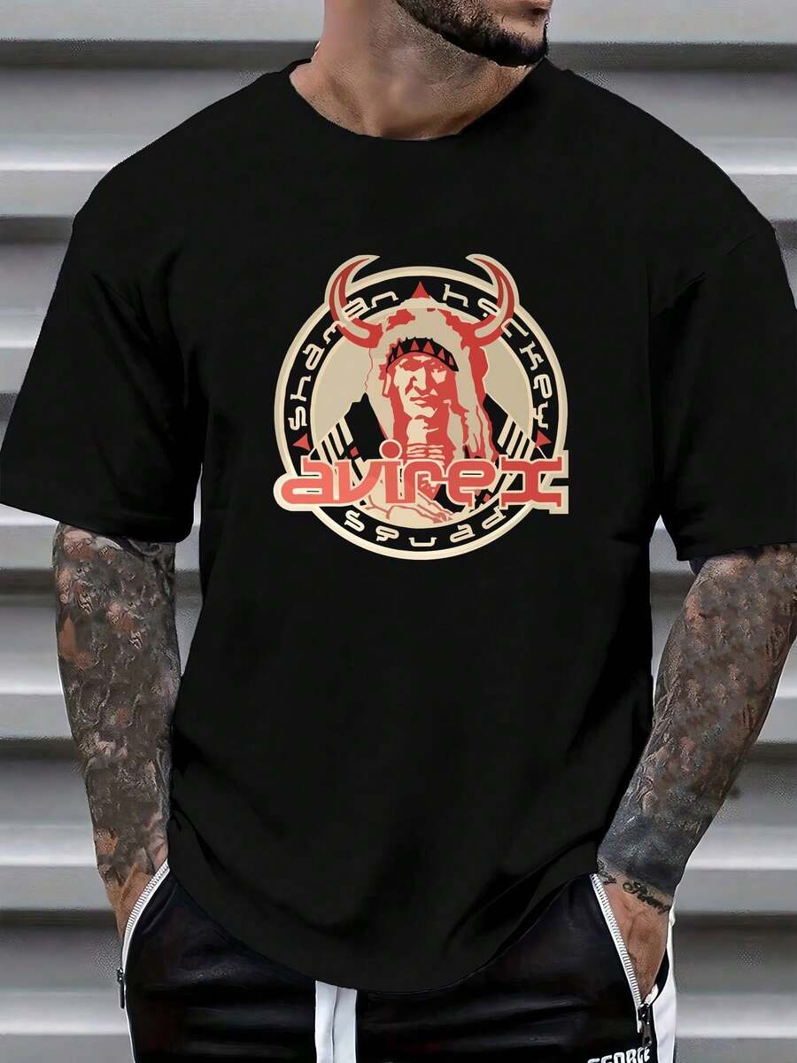 180g Pure Cotton Vintage 1990s Avirex Sha Hockey Squad Native Chief T Shirt Deadstock With Tags Stretched Summer Casual Slightly Designer Clothes Top For Everyday Wear Comfortable Fashion Streetwear Soft Unisex Stylish For Women Graphic Homme Print Round Neck Short Sleeve Breathable Versatile - trắng - Xem 1