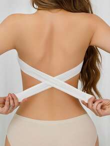 Solid Seamless Push Up Bra Strapless Side Closure Wireless Bandeau Top - Sexy Comfy Push Up Bra - Breathable Fabric - For Women - Perfect For Special Occasions & Casual Attire - Ideal Gift For Her - 白色 - 查看 2