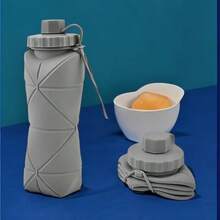1 pieza Taza de agua plegable de silicona de gran capacidad, resistente a altas temperaturas, para uso al aire libre y viajes, con ligeros defectos