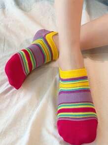 Colorful Stripes, Vertical Stripes, Simple Polka Dots That Don't Fall Off, Boat Socks, Girls, Invisible Socks, Girls