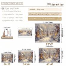 1 件复古圣诞墙画圣诞雪村夜空星星海报帆布印刷现代冬季家居装饰冬夜帆布墙画山村装饰画，房间装饰，客厅，家居装饰，圣诞海报 - 彩色 - 查看 3