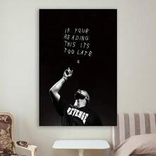 Framed Drake "If You're Reading This It'S Too Late" Canvas Wall Art, , Monochrome Rap Singer Poster For Bedroom, Office, Or Cafe Decor, Minimalist Design, High, Quality Print,  Flat, Perfect Room Decoration, Canvas Wall Art - 框架 - 查看 1