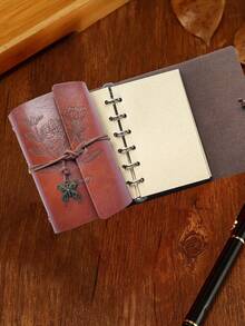 A7Leather Notebook Diary, Kraft Paper, Vintage Spiral Bound Notebook Refillable Dairy Sketchbook Travel Journal To Write In With Blank Pages, Souvenir, Suitable As Gifts For Girls - Multicolor - View 9