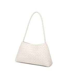 女士夏季编织腋下包，2025年新品，高端百搭复古手提包和单肩包 - 白色 - 查看 4