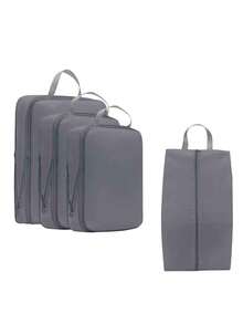 4 أكياس تخزين ضاغطة، مكعبات تنظيم السفر مع حقيبة للأحذية، قابلة للتوسيع وتوفر مساحة تخزين متقدمة - ضرورية للأمتعة والعودة إلى المدرسة