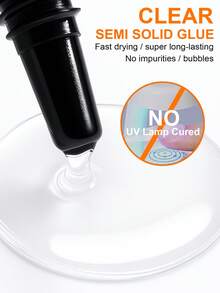 TWOING 5pcs/2pcs Fast-Drying Nail Glue,Quick-Dry Nail Glue, Semi Solid Super Strong Adhesive, Waterproof, Long-Lasting, Fast-Drying, Formaldehyde-Free, Alcohol Free, Compatible With Acrylic & Fake Nails, Plastic, Universal Use, No UV Cure Needed - Clear - View 4