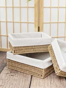 3个/1个手工编织收纳篮，桌面整理托盘，可收纳化妆品、钥匙、零食，家居装饰，适用于客厅、卧室、办公室，适合作为情人节礼物