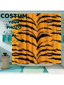 1pc Flannel Customizable Shower Curtain/Background/Wedding Backdrop, Personalized Image, Super Thick And Soft, Suitable As A Gift For Family And Friends, All Seasons Applicable. Can Be Used For Living Room, Sofa, Bedroom, Car, Etc. Home Bathroom Decor Fall Decor Bathroom Accessories Back To School - Multicolor - View 12