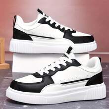 Herren Skaterschuhe mit dicker Sohle - höhenerhöhende rutschfeste Sneaker, leichte Streetwear Schuhe, weiße multifunktionale Sportschuhe für den Frühling - Schwarz - Übersicht 3