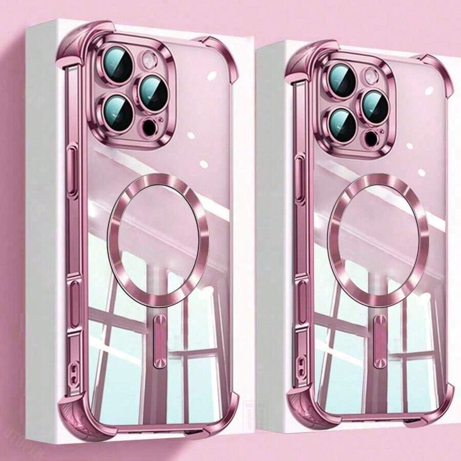 高品质手机壳，太空级防摔/TPU硅胶软边奢华保护套，防尘孔加厚版，兼容三星Galaxy S24 Ultra/S24 Plus/S24/S23 Ultra/S23 Plus/S23/S22 Ultra/S22 Plus/S22/S21 Ultra/S21 Plus/S21 FE/S23 FE/S20 Ultra/S20 Plus/S20 FE，电镀+TPU硅胶软边全包，兼容OPPO A5x/C12345678/987654321，防水防震防刮，国际版，非国内版 - 粉色 - 查看 1