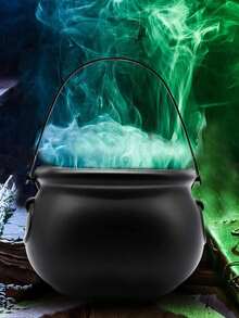 1 pezzo Calderone da strega di Ognissanti - Secchio di plastica nera con manico, multiuso per dolcetto o scherzetto e temi di stregoneria spaventosa, decorazione per la casa di Ognissanti, decorazioni di Ognissanti