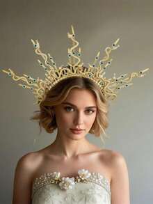 1件 2025新款美杜莎头箍，派对服装配饰，角色扮演道具，蛇形发箍 - 彩色 - 查看 6