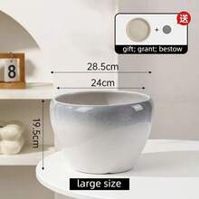 Chậu hoa gốm có khay, phong cách hiện đại tối giản cho cây xanh - Nhiều màu - Xem 16