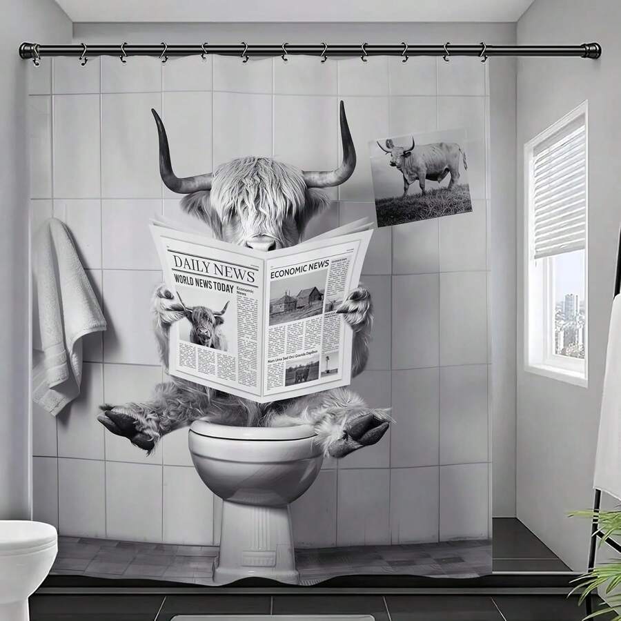 Funny Cute Frog Bathroom Shower Curtain, 66x72 Inch, Animal Plant Leaves Polyester Fabric Waterproof Bathroom Decor - Báo Bull - Xem 1