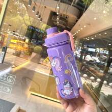 1pc 600ml Cute Animal Print Water Bottle, Leak-Proof With Lid, Portable Handheld Water Bottle Suitable For Back To School, Commuting, Outdoor Activities, Picnic, Camping, Travel, Sports, Fitness, Office Use, Holiday, Birthday, Anniversary, Graduation, New Year, Halloween, Christmas Gifts, Suitable For School, Camping And Hiking - Multicolor - View 13