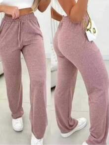 Promotion Women's High-Waisted Wide-Leg Pants With Pocket - Rusty Rose - View 2