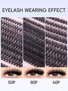 32 Trays 640/624/608pcs Eyelash Clusters, Mixed Length 9-16mm, Suitable For Beginners DIY Eyelash Extension Kit, Essential For Holidays, Halloween Decor, Christmas Gift, Eyelash Clusters, Eyelash Clusters, Individual Lashes, Eyelashes, False Eyelashes - 彩色 - 查看 7