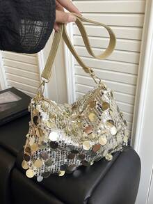 时尚链条肩带斜挎包，适合女性外出、旅行、聚会和宴会