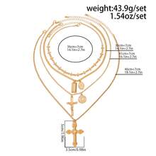 4pcs/8pcs Set Elegant Luxury Geometric Fine Chain Cross Pendant Necklace Set, Fashionable & Graceful For Couples, Suitable For Vacation, Party, Casual Daily Wear, Street Style, Holiday, Birthday, Versatile Necklace Gift - Necklace - View 10