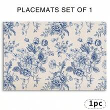 6pcs Blue And White Porcelain Pattern Placemats, 100% Polyester Woven, Size 12"X18"/30cm X 45cm, Machine Washable, Heat Resistant, Stain Proof, Waterproof, Easy To Clean, Suitable For Tabletop Decor, Dish Protection, Gifts, Party Decoration, Kitchen And Living Room Decor. - Blue - View 18
