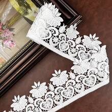 4.33 Inch Wide Retro Embroidered Lace Trim With Lotus Flower Pattern, Suitable For Clothing, Skirts, DIY Projects, Holiday Gifts, Curtain Edges, Hollow Heart Lace 5/3/1 Yard | Elegant Decoration, Fine Retro Embroidery, Intricate Design - White - View 6
