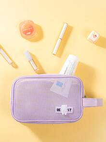 Nueva bolsa de malla compuesta de 3 capas de colores múltiples, bolsa de malla compuesta de 3 capas, bolsa de cosméticos con tapa abatible para vacaciones, bolsa de almacenamiento de cosméticos de gran capacidad, ideal para viajes de vacaciones, playa, dormitorio de estudiantes, bolsa de almacenamiento de cables de datos y artículos de tocador, bolsa de viaje para vacaciones, bolsa de maquillaje para la escuela, bolsa de tocador para cruceros para mujeres