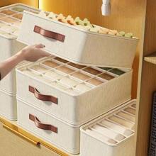 1/2pcs Tianshan Hemp Underwear Storage Box - Bedroom Underwear Drawer Organizer With Dividers, Multi-Functional Dormitory Household Wardrobe Underwear Container