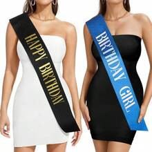 1Pc,'Happy Birthday' Sash Ribbon For Women And Men,Happy Birthday Sash Hot Pink White Rose Gold Black With Iridescent Foil Sash For 16th 18th 21st 30th 40th 50th 60th 70th 80th 90th Birthday Sash Gift Or Any Bday Party Birthday Party, For Any Age