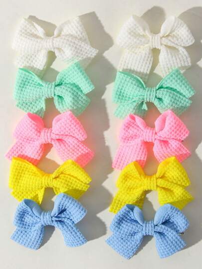 Set de 10 Piezas de Nuevos Clips de Pelo con Lazo Lindo y Adorable para Niñas, Accesorios de Pelo Hechos a Mano para Bebés