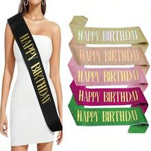 1Pc,'Happy Birthday' Sash Ribbon For Women And Men,Happy Birthday Sash Hot Pink White Rose Gold Black With Iridescent Foil Sash For 16th 18th 21st 30th 40th 50th 60th 70th 80th 90th Birthday Sash Gift Or Any Bday Party Birthday Party, For Any Age