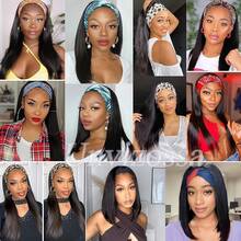 Headband Wig 28 Inch Straight Quick Wrap Headband Wig Long Straight Wigs For Black Women High Heat Resistant Synthetic Wigs Black Headband Glueless Wig For Everyday Party - Straight Natural Color - View 7