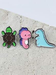 1pc Dinosaur, Turtle, Seahorse Element Pins/Pins For Backpack, Fun And Cute Pin/Button Pins, This Brooch Widely Used For Various Fashion Outfits, Bag Charms