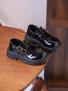 1 双儿童公主 PU 皮革防滑鞋底钩环鞋，适合跳舞和散步