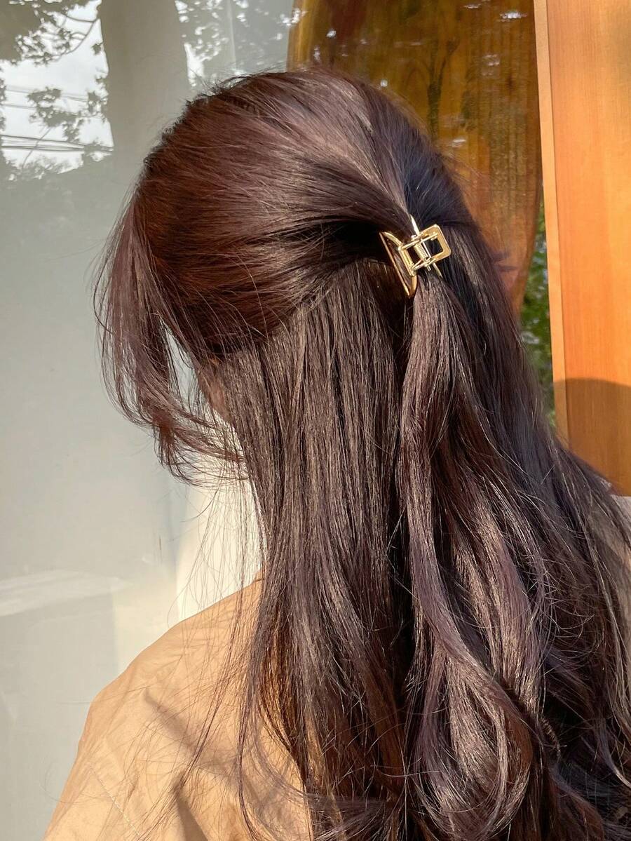3 Pieces Minimalist Hair Clip For Daily Use In Girls' Casual Hairstyles Gold Hair Claw Clips - Vàng - Xem 1