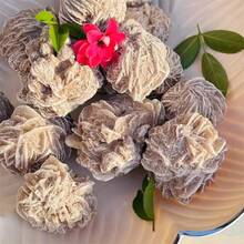 1 paquete de cuentas de piedra rosa del desierto, 100g/3.55oz, formación mineral natural de yeso selenita, colección de piedras de rosa de arena, acento decorativo espiritual para el hogar, para claridad y orientación, 0.787-1.57in