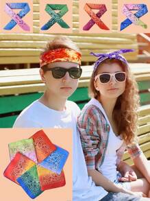 1 件涤纶佩斯利围巾，多功能头巾，嘻哈摇滚户外头饰，面罩配件，骑行徒步防风防晒围巾，男女通用轻质编织头带，可机洗和干洗，酷炫时尚头巾