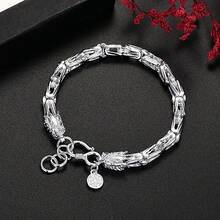 Hot Popular 925 Sterling Silver Bracelet For Man 20cm Chain Luxury Wedding Party Christmas Gifts Fashion Fine Jewelry