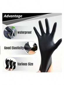 100 Pcs Nitrile Disposable Gloves-Latex Free, Non Rubber Gloves For Cleaning, Cooking, Food Prepping, Professional Protective Gloves(Black/100-Ct Box) - 黑色 - 查看 5