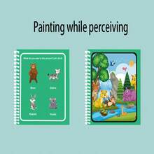 可重复使用的魔法水绘本、蒙特梭利着色书、卡通魔法绘画书、可重复绘画书、万圣节/圣诞节/返校礼物（附带 1 支随机颜色专用笔） - 彩色 - 查看 9