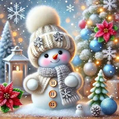 1pc 5D Diamond Painting Kit, Christmas Snowman Pattern, Suitable For Adult Beginners DIY Mosaic Diamond Art, Full Drill Handmade DIY Diamond Painting For Living Room, Bedroom, Office Wall Decor, Surprise Art Home Decor Gift For Family And Friends