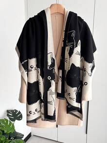 1pc Women's Double-Sided Jacquard Faux Cashmere Warm Scarf Shawl, Suitable For Daily Wear, Autumn/Winter