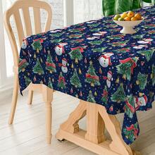 1pc Christmas Snowman, Tree, Candy, Santa Hat Digital Print Tablecloth, Rectangular Durable Polyester Fabric, Suitable For Home, Kitchen, Garden, Holiday Parties, Weddings, Restaurants And Banquet Decorations, Christmas Holiday Decor - Multicolor - View 7