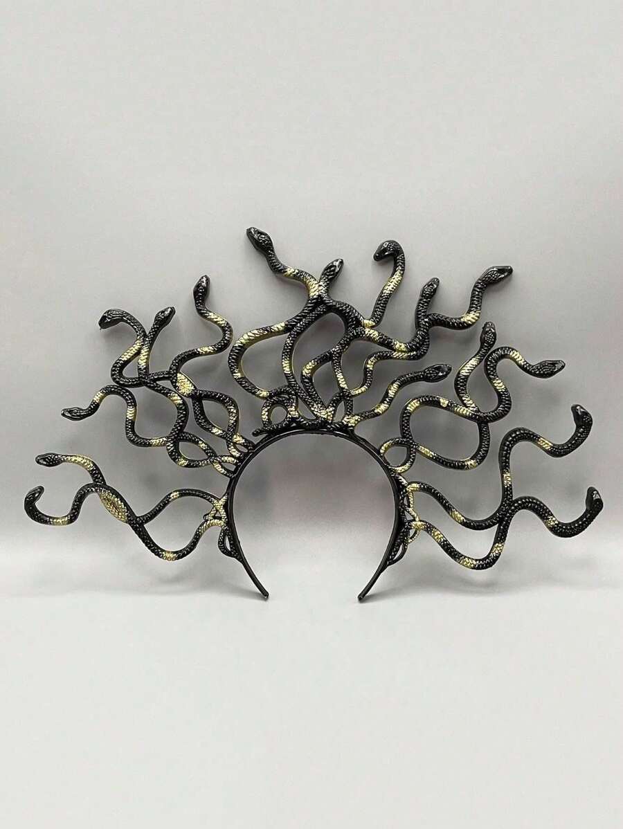 1件 2025新款美杜莎头箍，派对服装配饰，角色扮演道具，蛇形发箍 - 彩色 - 查看 1