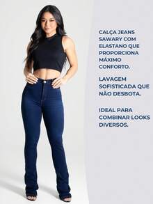 Women Jeans - 中等水洗藍 - 查看 4