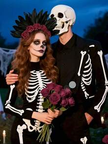 1 件女士优雅哥特式羽毛玫瑰发饰，搭配黑玫瑰 - 天然羽毛发饰，适合万圣节、圣诞节和狂欢派对、舞蹈、摄影和服装 - 彩色 - 查看 1