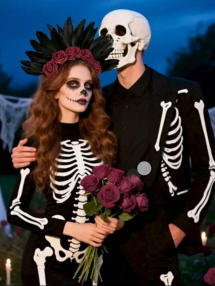 1 件女士优雅哥特式羽毛玫瑰发饰，搭配黑玫瑰 - 天然羽毛发饰，适合万圣节、圣诞节和狂欢派对、舞蹈、摄影和服装 - 彩色 - 查看 1